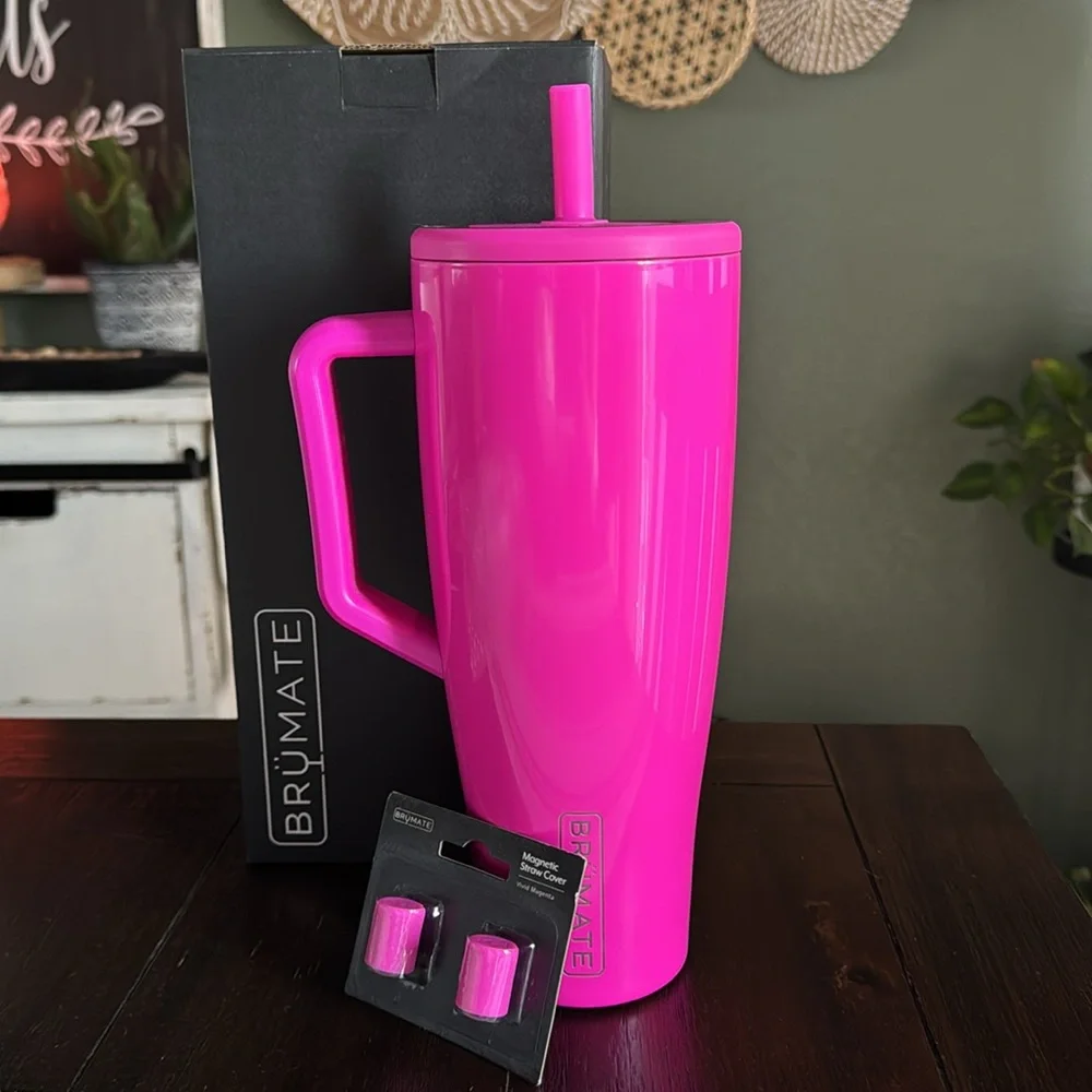 BruMate Era 40oz in Magenta with straw covers! Limited Edition! New!!